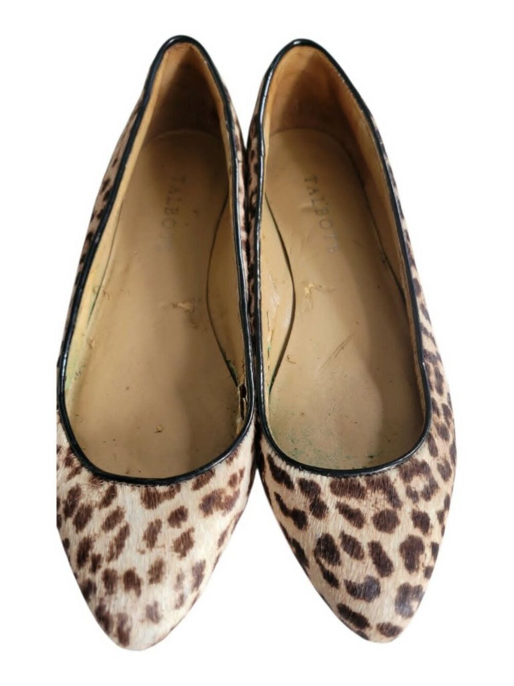Talbots Calf Hair Animal Print Pointed Toe Ballet Flats Leopard
